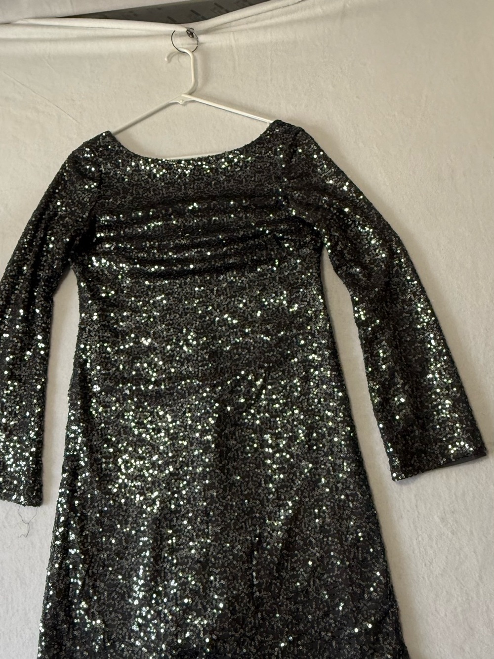 Ralph Lauren Black Sequin Long-Sleeve Formal Dress